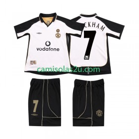 Camisolas de futebol Manchester United BECKHAM 7 2001 Anniversary Criança Equipamento Alternativa 2002 Manga Curta